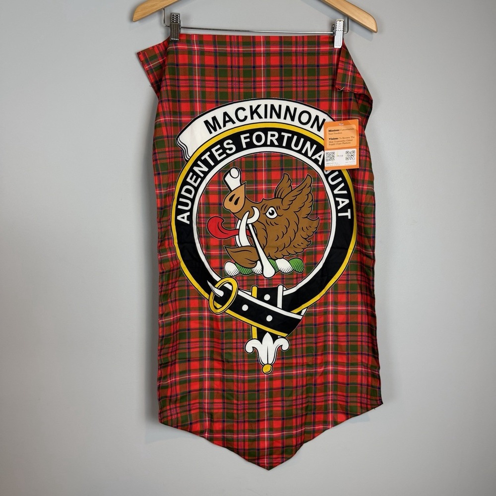 Clan MacKinnon Crest Tartan Pennant Audentes Fortuna Juvat Wall Banner